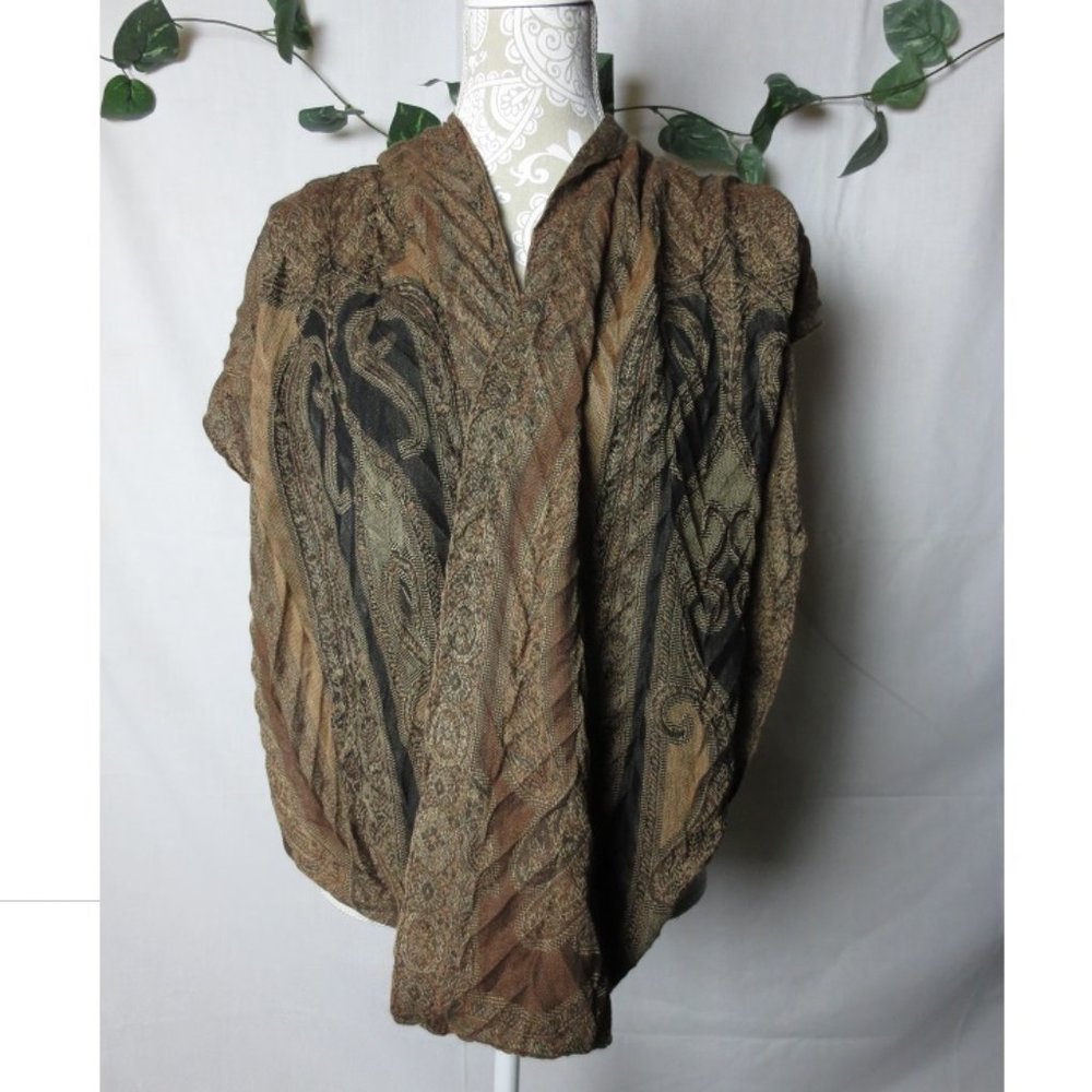 Collection 18 Wrap Tan Black Tribal Jacquard Boho Soft Oversized Infinity Scarf